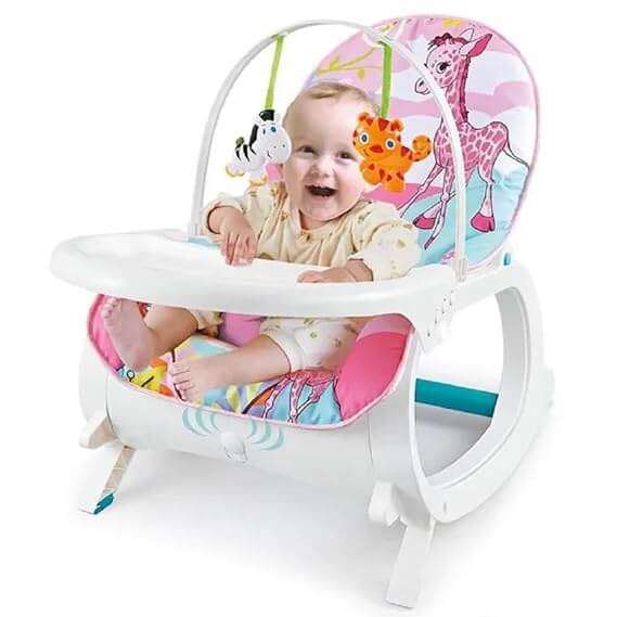 Tragbare Babywippe mit Esstablett